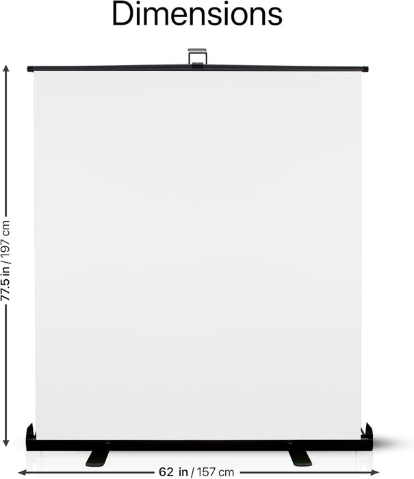 White Screen Extra Large 62 " Inch Pull Up Backdrop