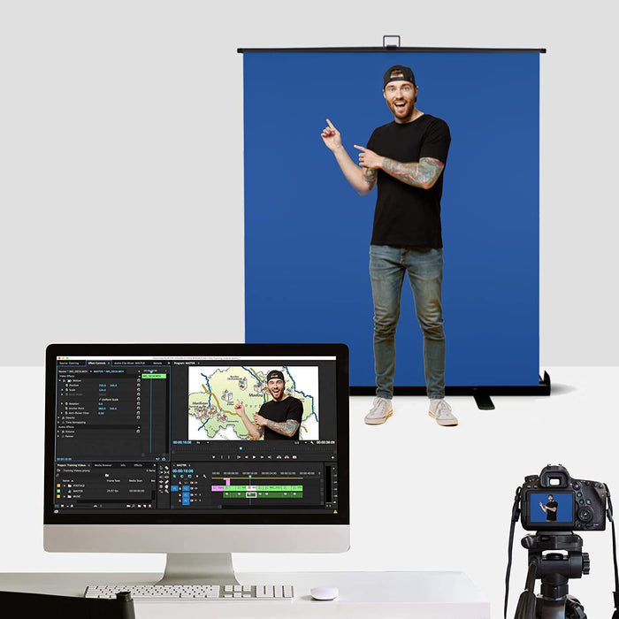 Blue Screen Extra Large 62 " Inch Pull Up Backdrop