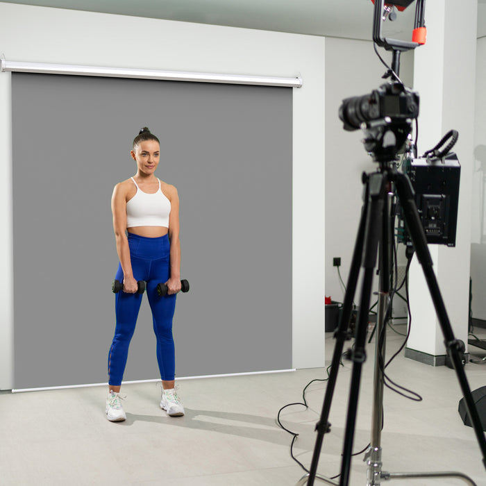 Extra Large 84" x 84" Pull Down Grey Screen Backdrop