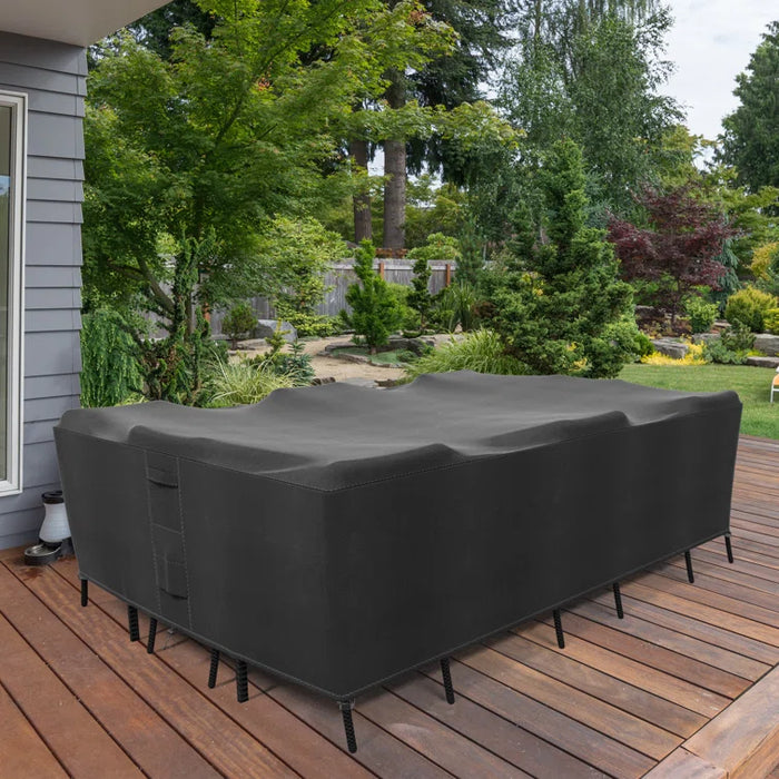 Patio Table & Chair Set Cover Durable & Water Resistant Outdoor Furniture Cover - Black