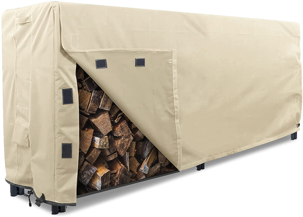 Log Rack Outdoor Cover 8 Feet Beige