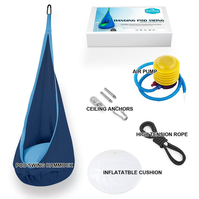 Hanging Hammock Pod Swing Chair For Kids Dark Blue