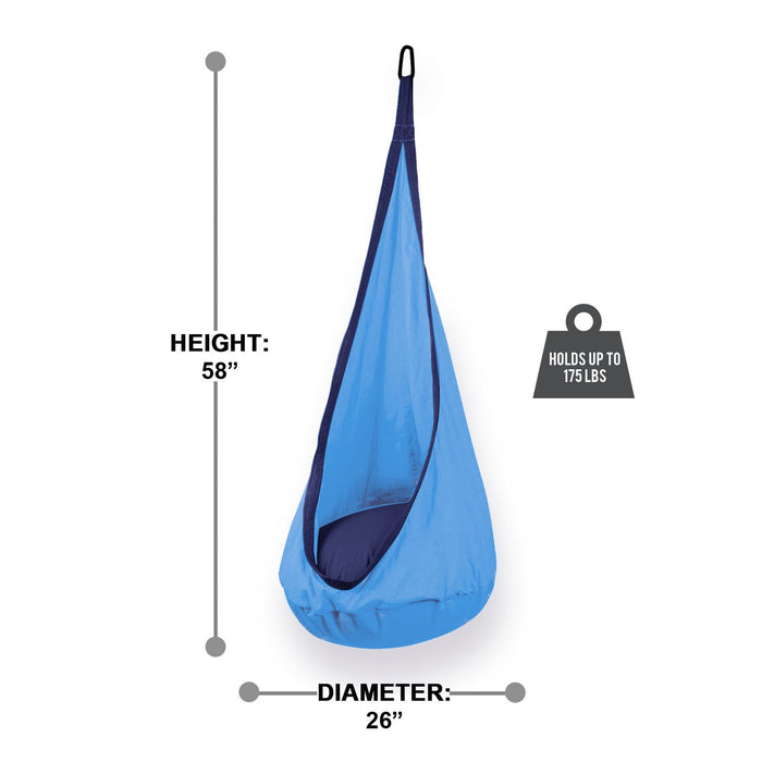 Hanging Hammock Pod Swing Chair For Kids Light Blue