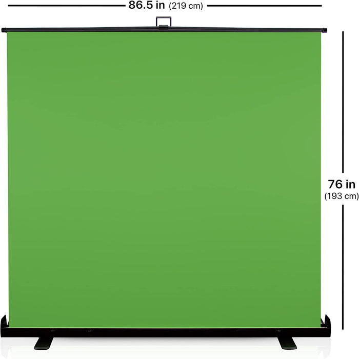 Green Screen Collapsible Pull-Up Extra Large Streaming Portable Backdrop Setup with Auto-Locking Frame - XXL