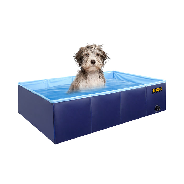 Outdoor Rectangular Swimming Pool Bathing Tub -Blue Portable Foldable