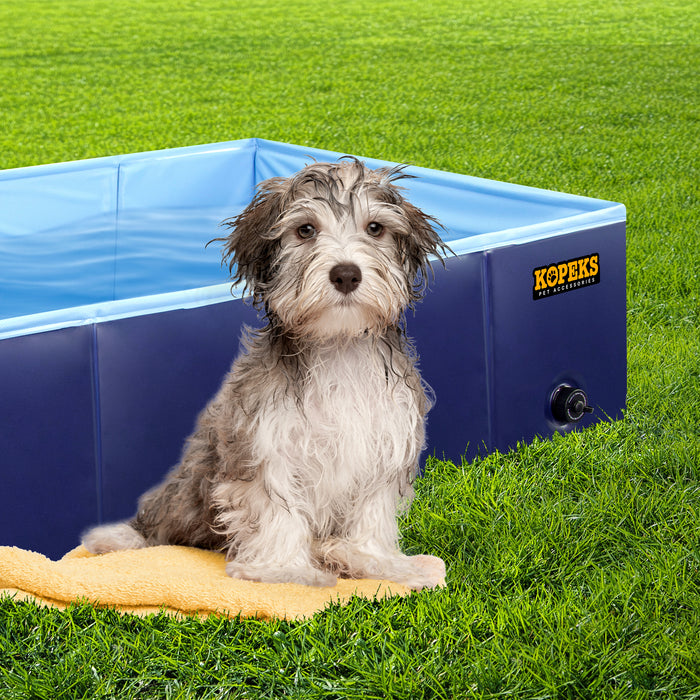 Outdoor Rectangular Swimming Pool Bathing Tub -Blue Portable Foldable