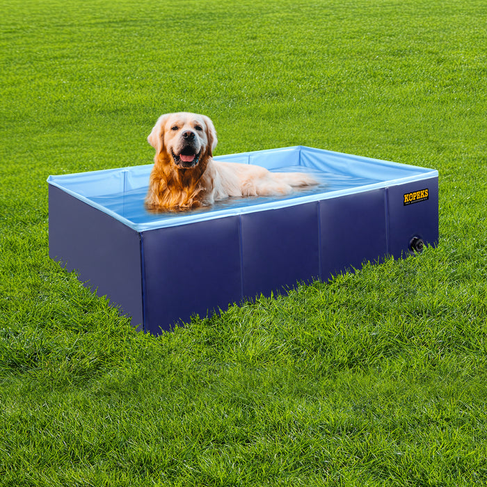 Outdoor Rectangular Swimming Pool Bathing Tub -Blue Portable Foldable