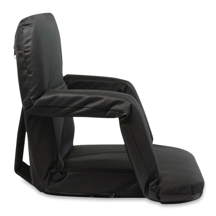 Stadium Bleacher Seat Bench Chair with Padded Reclining Cushion  - Black