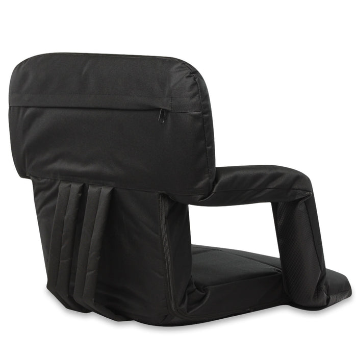 Stadium Bleacher Seat Bench Chair with Padded Reclining Cushion  - Black