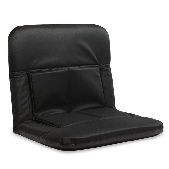 Stadium Bleacher Seat Bench Chair with Padded Reclining Cushion  - Black