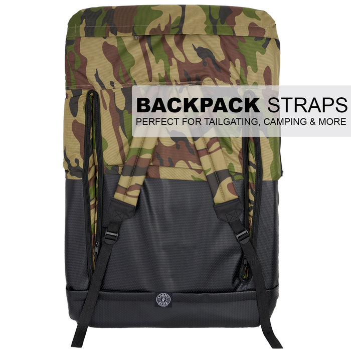 Stadium Bleacher Seat Bench Chair with Padded Reclining Cushion  - Camo