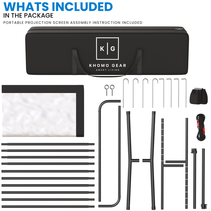 Projector Screen and Stand with Adjustable Height - 150 Inch