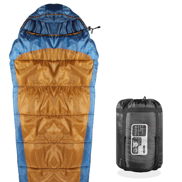 Sleeping Bag For Hiking Camping & Outdoor Activities Compression Bag Included Mummy - Blue