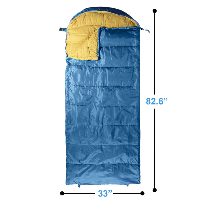 Sleeping Bag For Hiking Camping & Outdoor Activities - Compression Bag Included - Blue