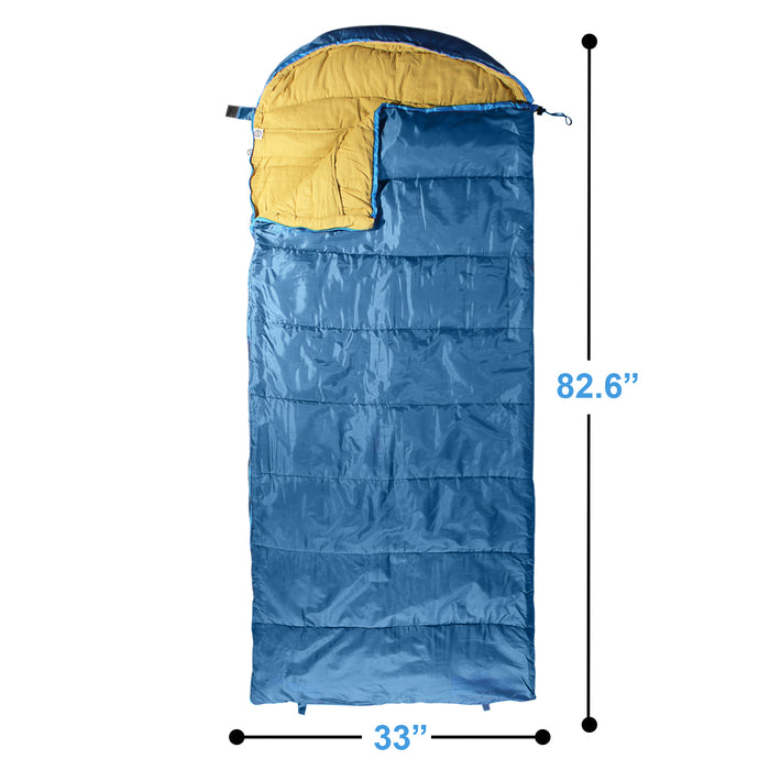 Sleeping Bag For Hiking Camping & Outdoor Activities - Compression Bag Included - Blue