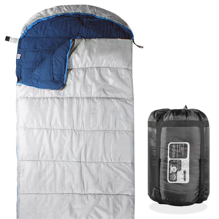 Sleeping Bag For Hiking Camping & Outdoor Activities - Compression Bag Included - Grey