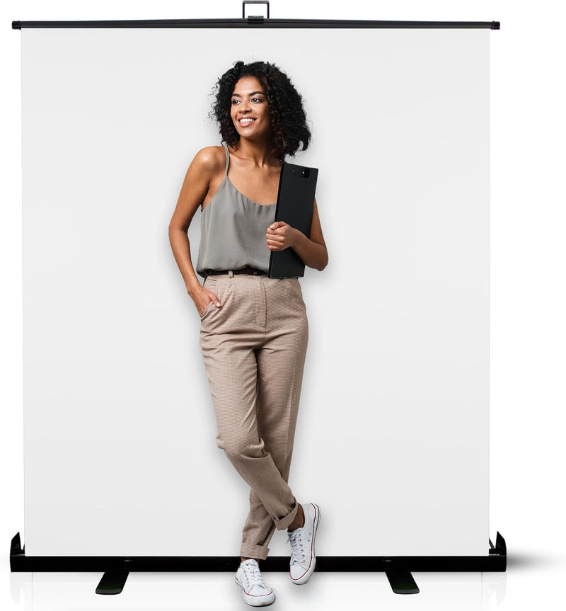 White Screen Extra Large 62 " Inch Pull Up Backdrop