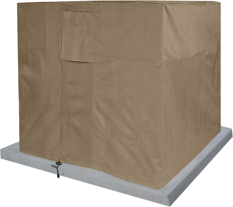 Brown - Khomo Gear square outdoor air conditioner cover, front view