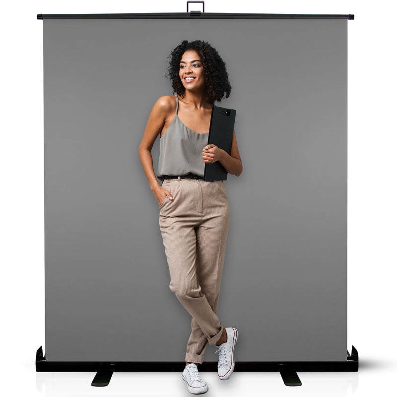 Grey Screen Extra Large 62 " Inch Pull Up Backdrop