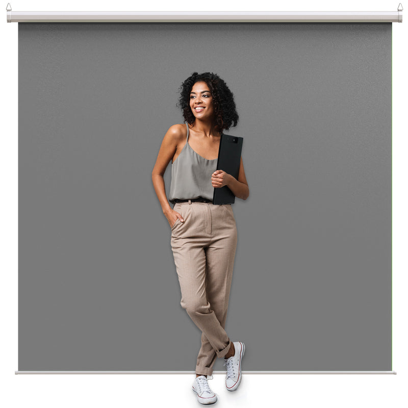 Extra Large 84" x 84" Pull Down Grey Screen Backdrop