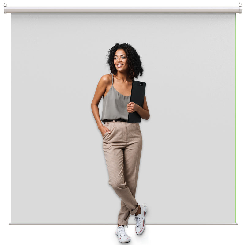 Extra Large 84" x 84" Pull Down White Screen Backdrop
