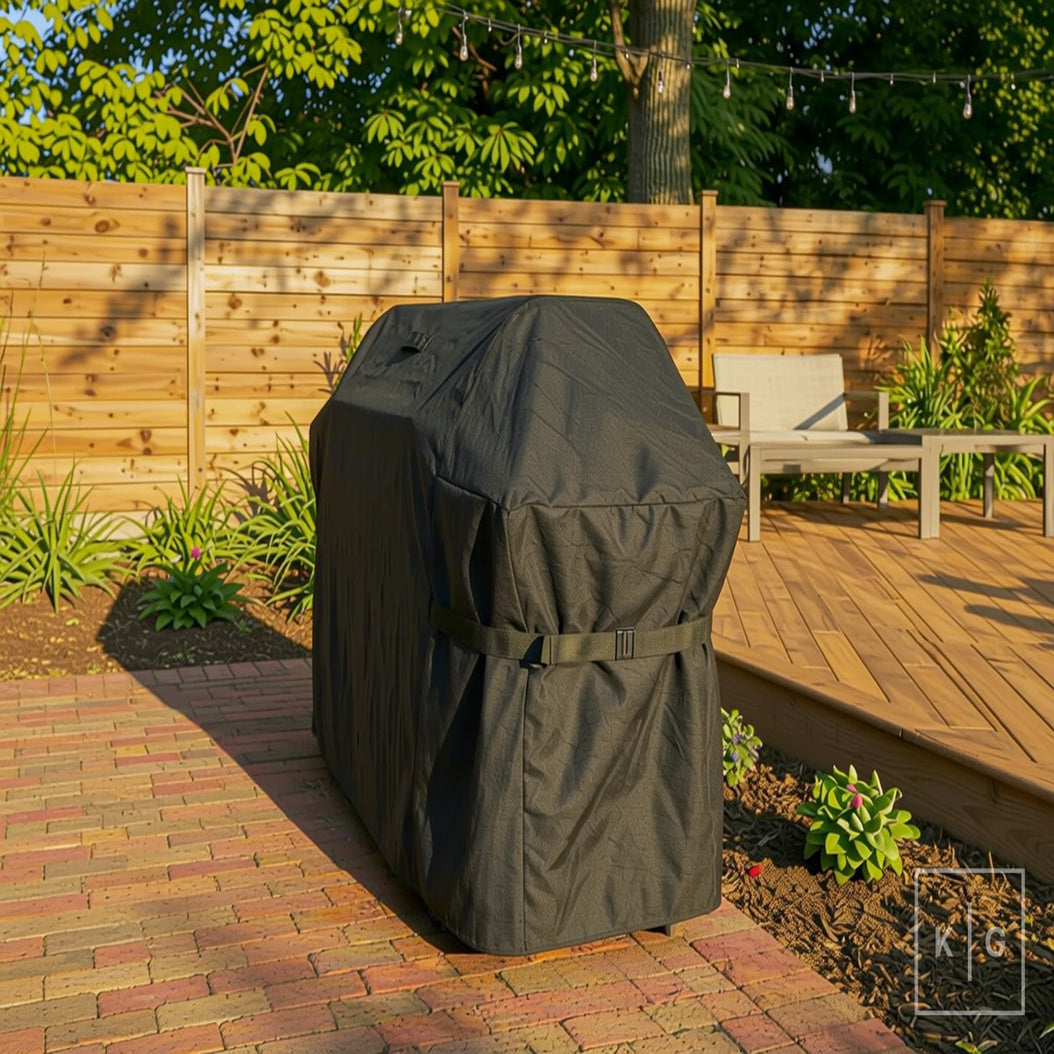 Khomo Gear BBQ grill cover in Black - side angle