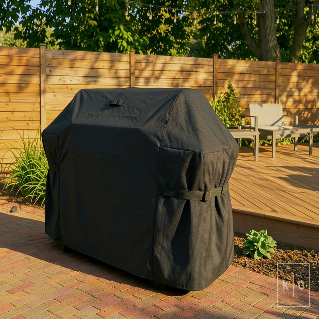 Khomo Gear BBQ grill cover in Black - three quarter