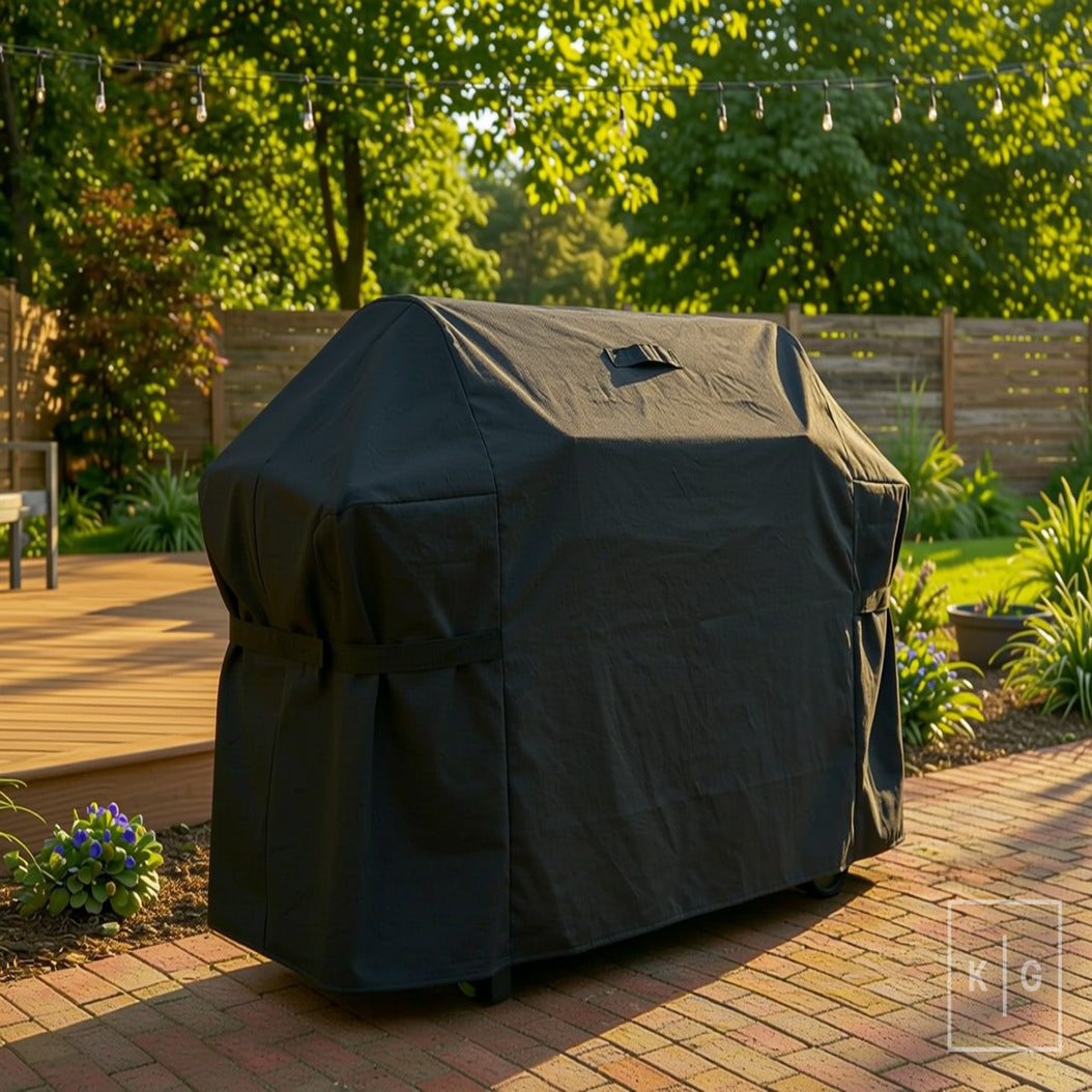 Khomo Gear BBQ grill cover in Black - three quarter angle