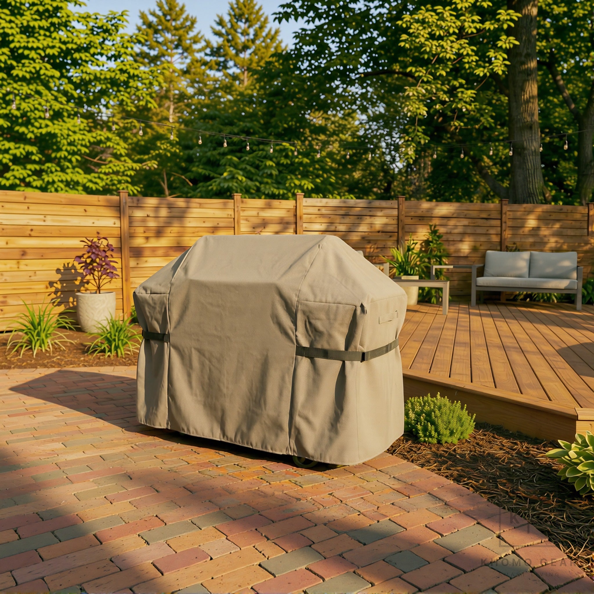 Khomo Gear BBQ grill cover in Brown - three quarter