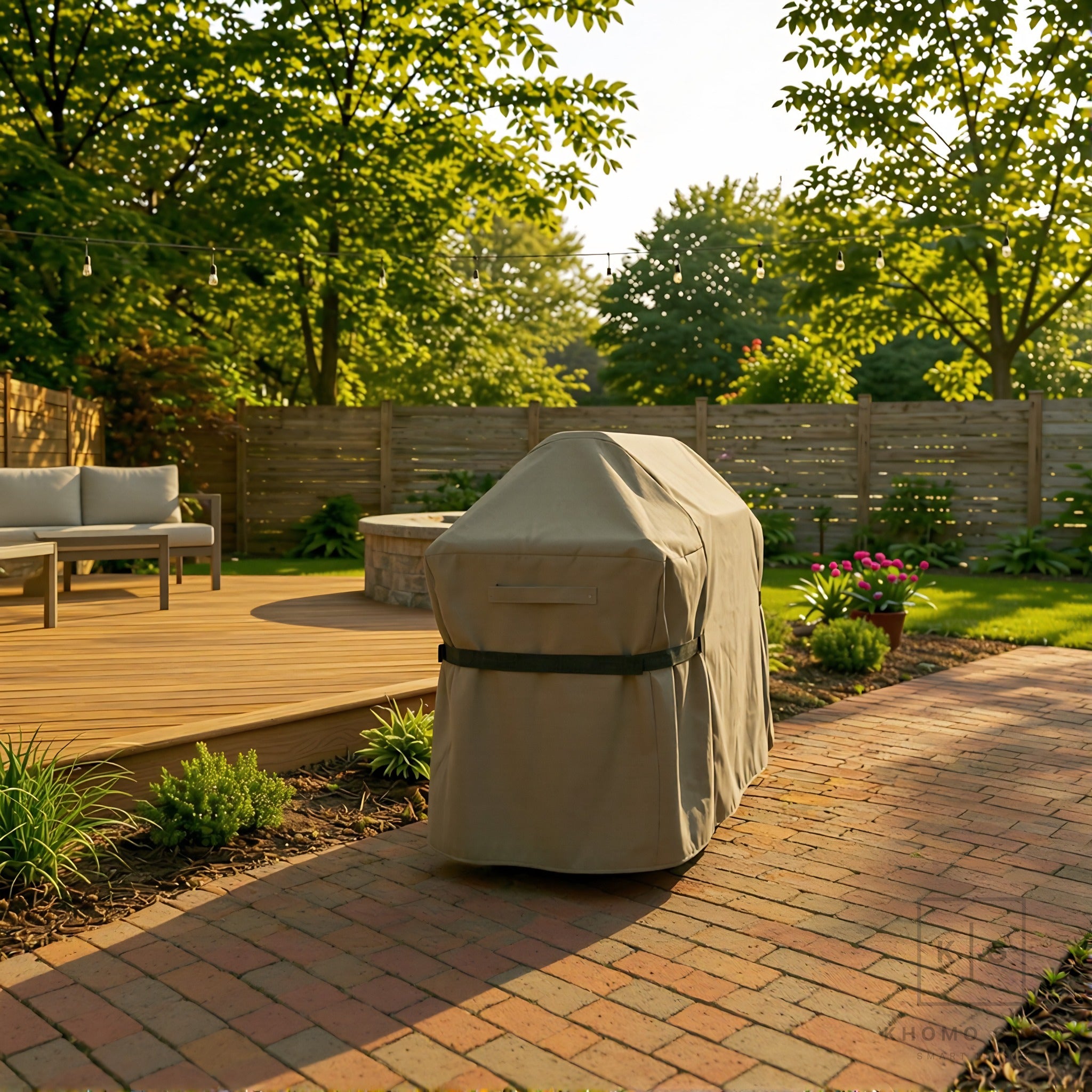 Khomo Gear BBQ grill cover in Brown - side