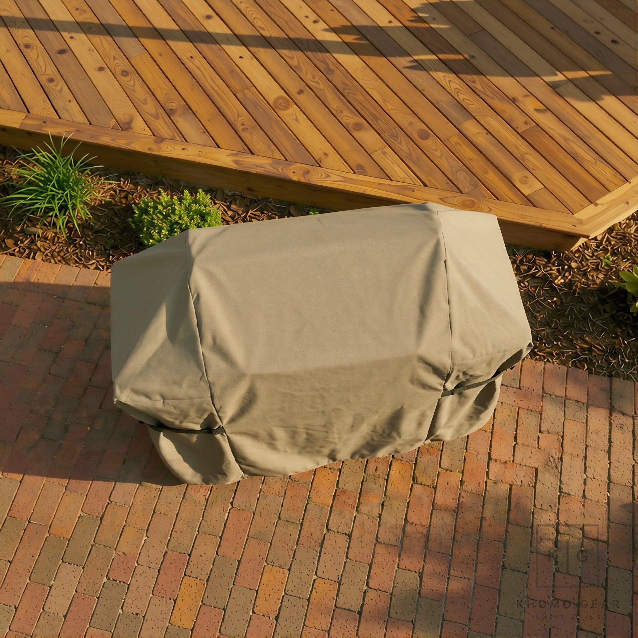 Khomo Gear BBQ grill cover in Brown - top view