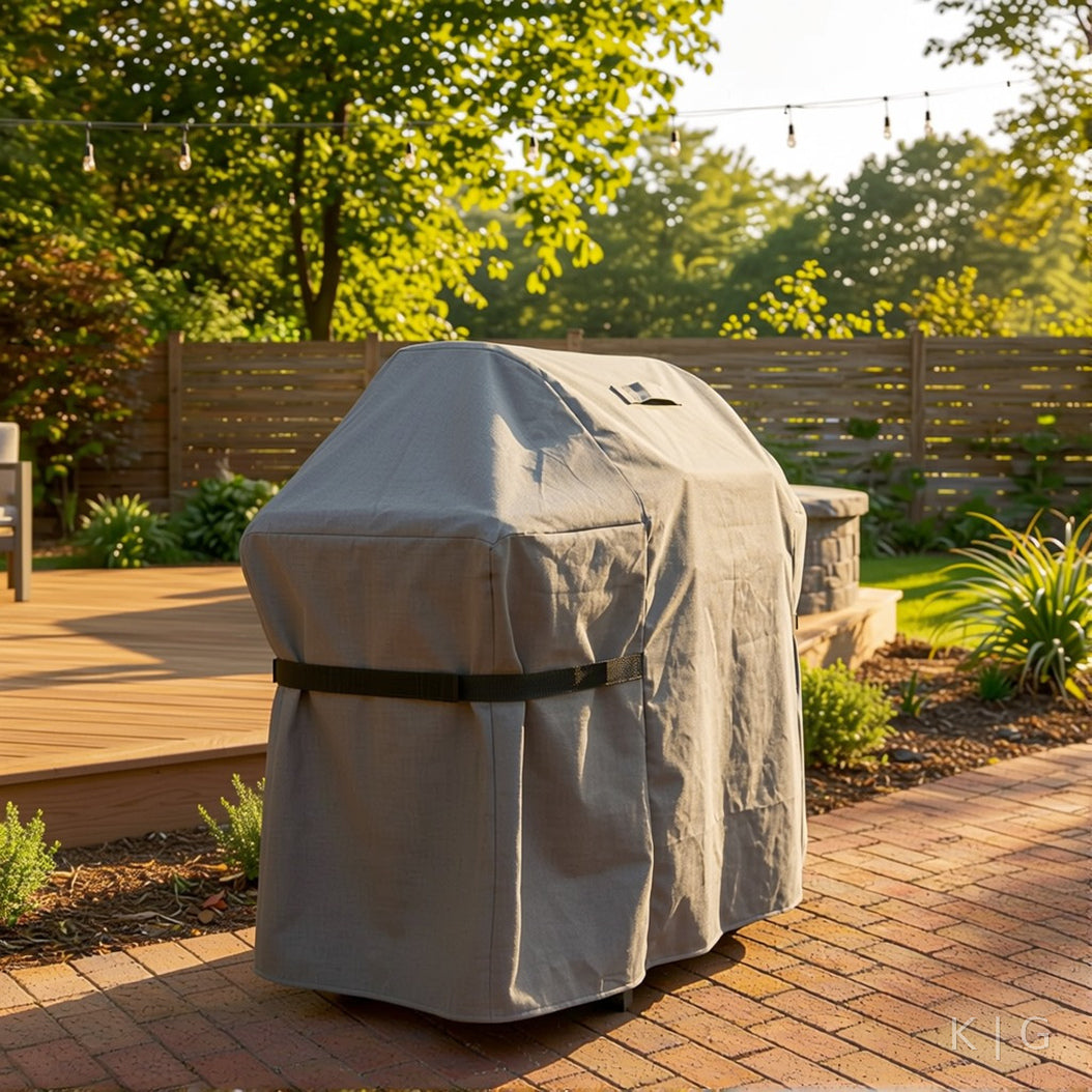 Khomo Gear BBQ grill cover in Gray - three quarter angle