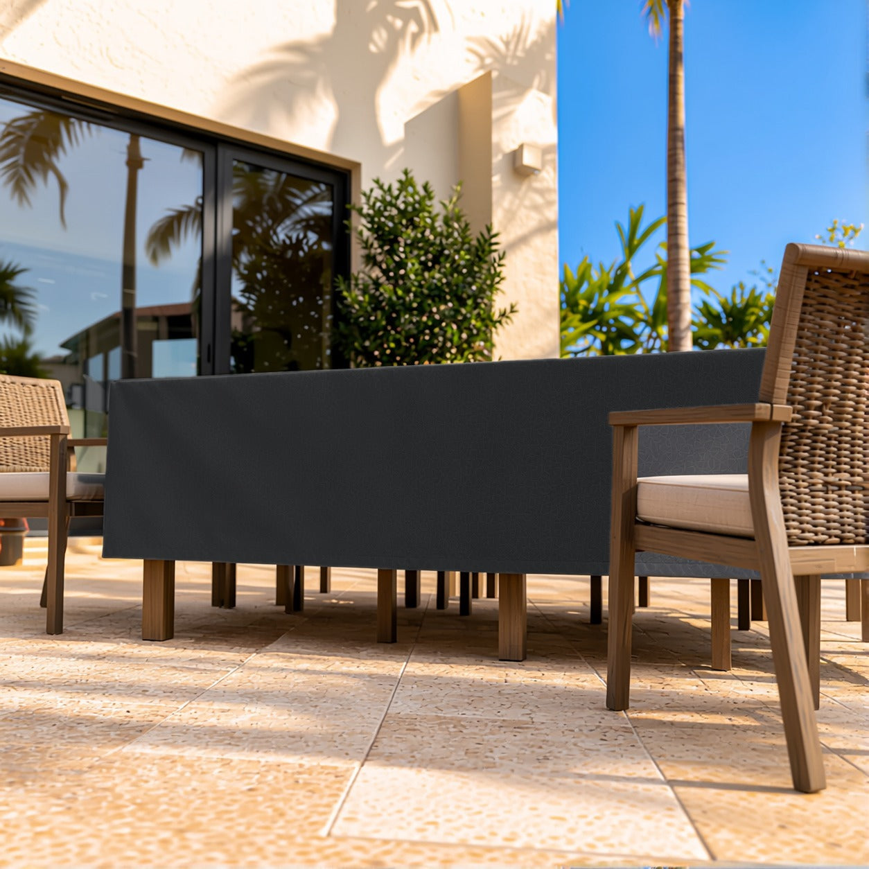 Khomo Gear Dining Table cover in Black - main | Fits 60L x 33D x 25H, 70L x 34D x 25H