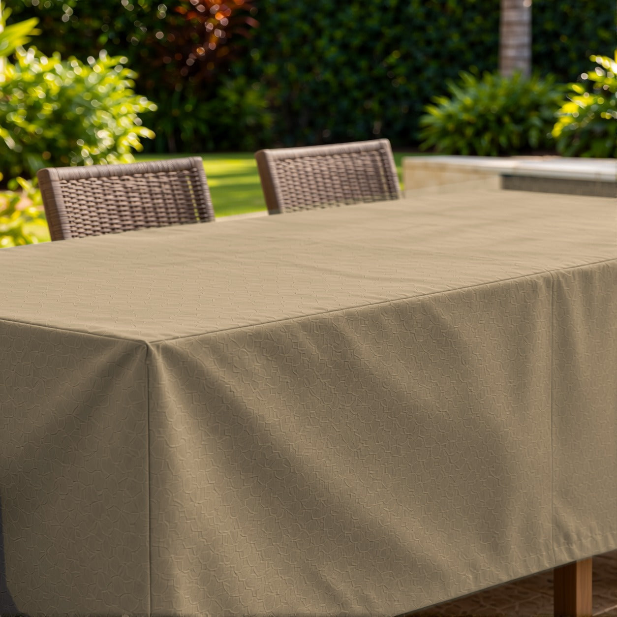 Khomo Gear Dining Table cover in Brown - corner detail | Fits 60L x 33D x 25H, 70L x 34D x 25H