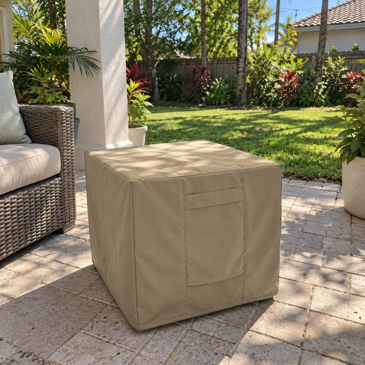 Khomo Gear Ottoman cover in Brown - main | Fits 16L x 16D x 15H, 21L x 21D x 17H