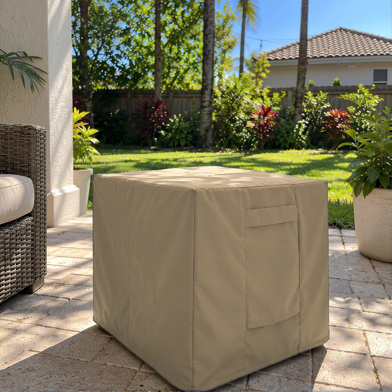 Khomo Gear Ottoman cover in Brown - front angle | Fits 16L x 16D x 15H, 21L x 21D x 17H