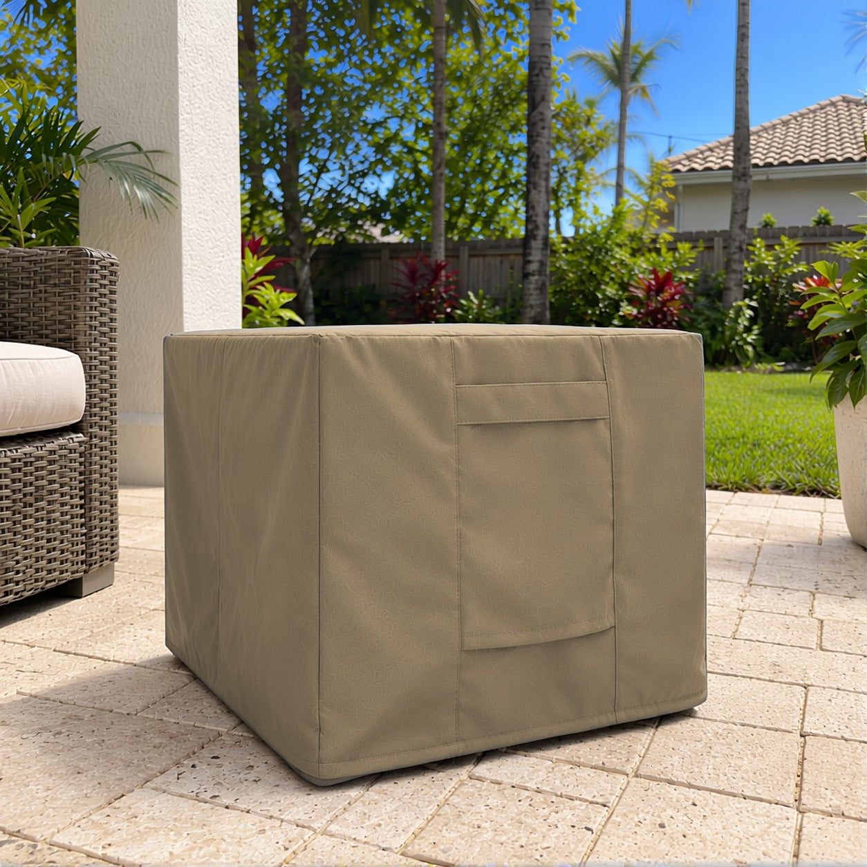 Khomo Gear Ottoman cover in Brown - front | Fits 16L x 16D x 15H, 21L x 21D x 17H