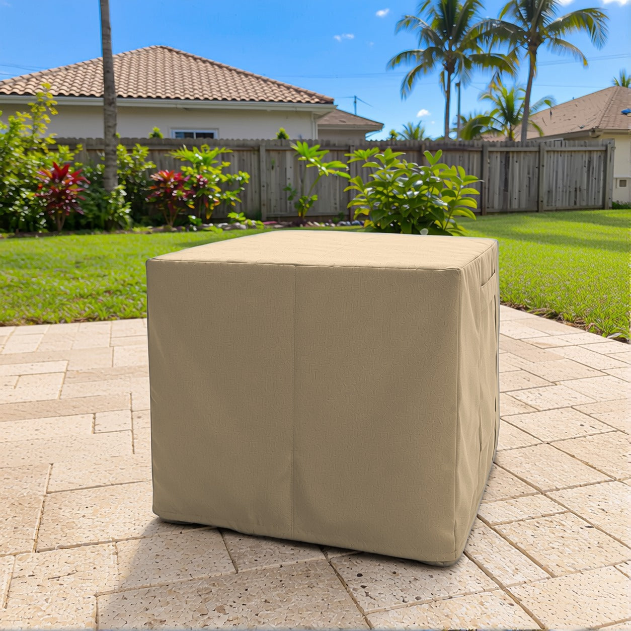 Khomo Gear Ottoman cover in Brown - side | Fits 16L x 16D x 15H, 21L x 21D x 17H