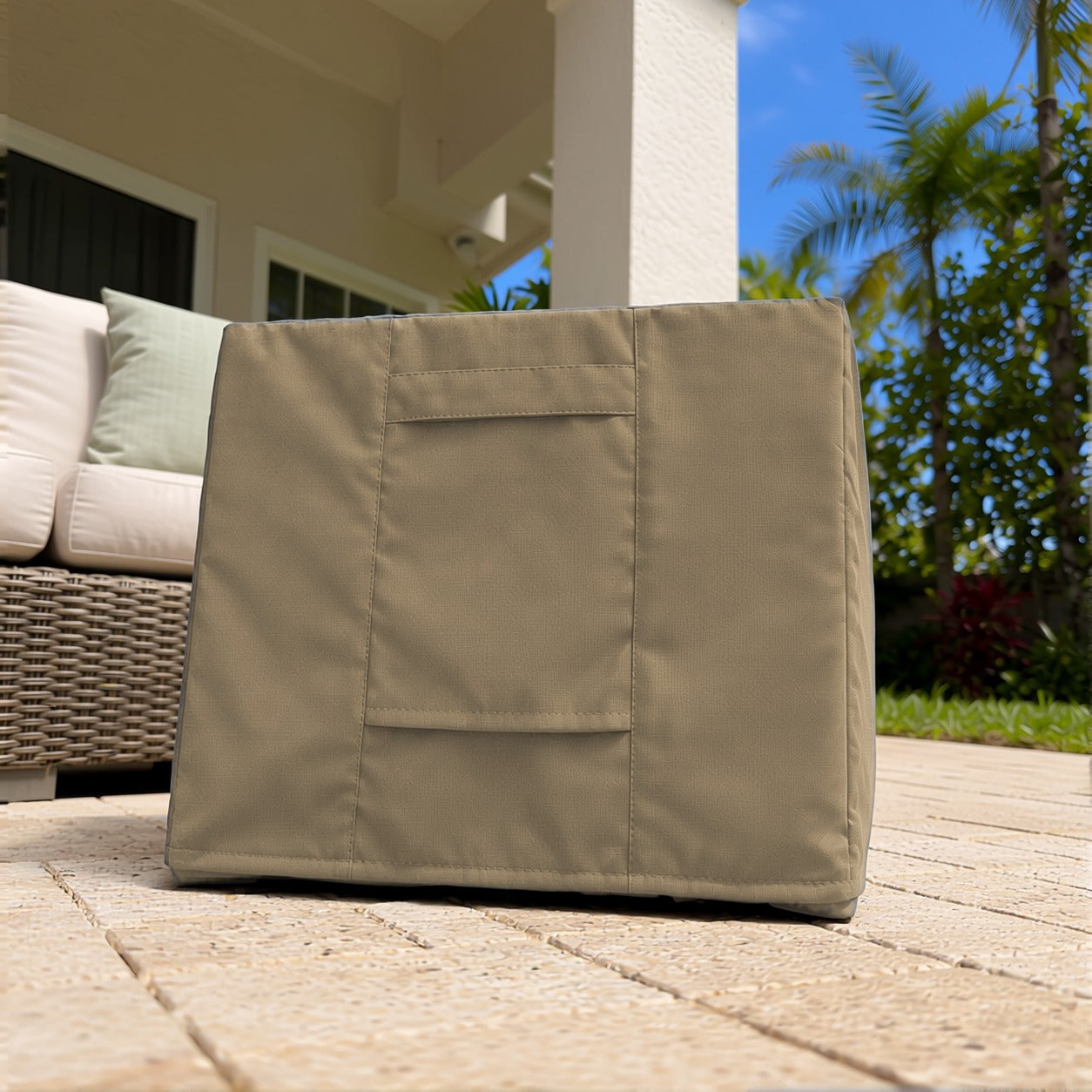 Khomo Gear Ottoman cover in Brown - front low angle | Fits 16L x 16D x 15H, 21L x 21D x 17H