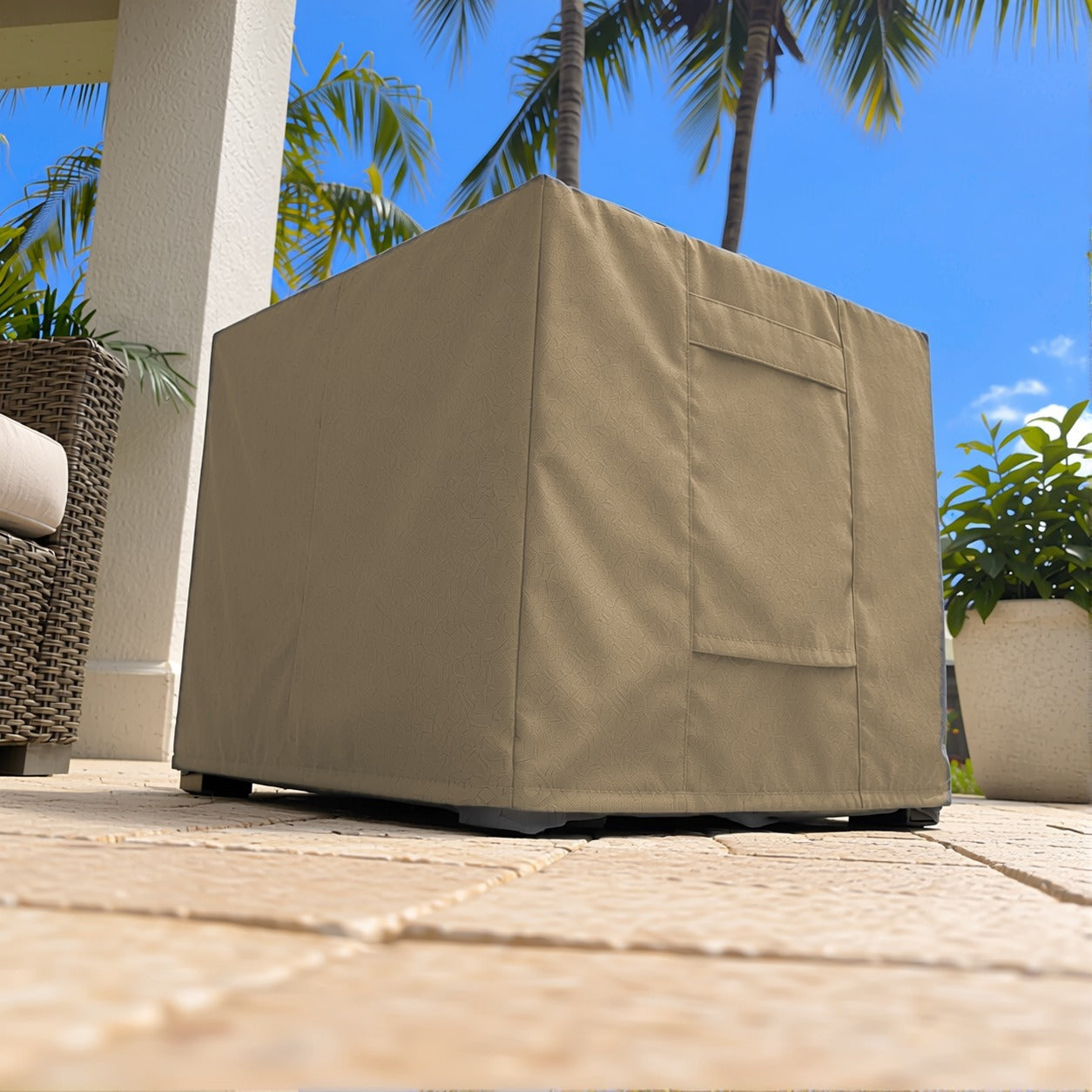 Khomo Gear Ottoman cover in Brown - corner low angle | Fits 16L x 16D x 15H, 21L x 21D x 17H