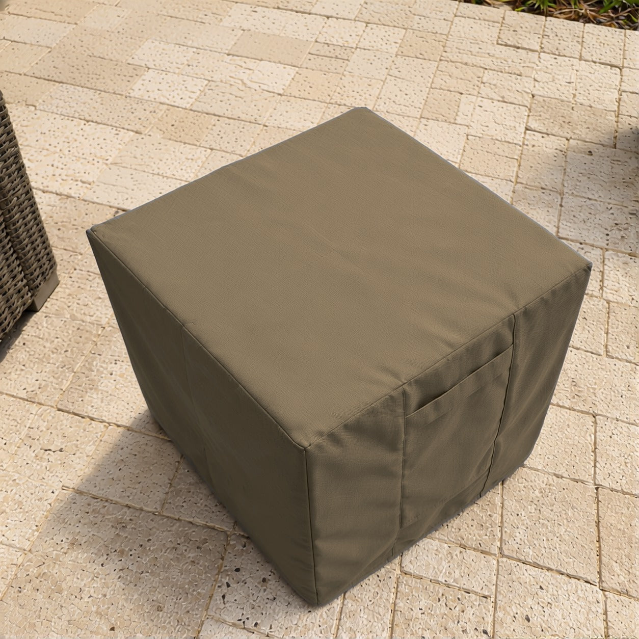 Khomo Gear Ottoman cover in Brown - top view | Fits 16L x 16D x 15H, 21L x 21D x 17H