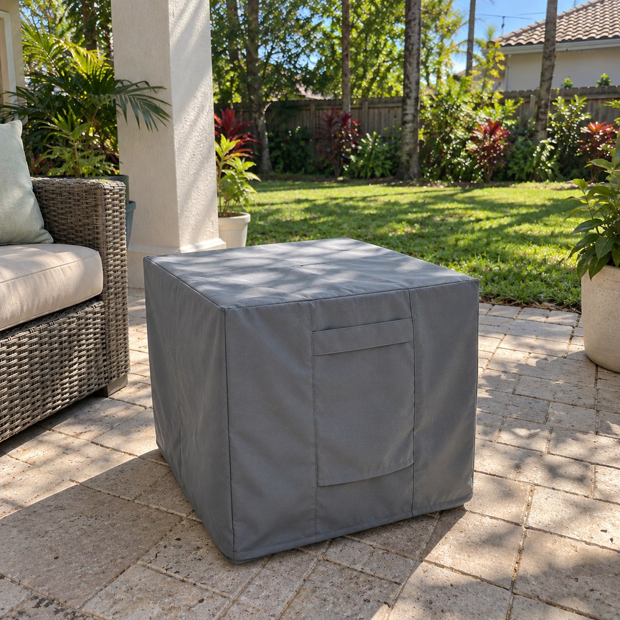 Khomo Gear Ottoman cover in Gray - main | Fits 16L x 16D x 15H, 21L x 21D x 17H