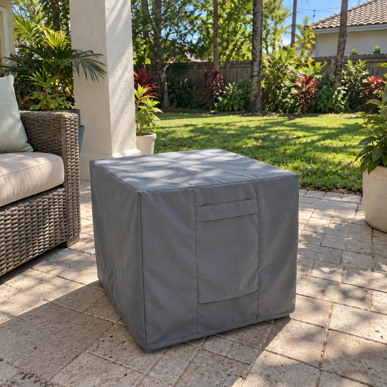 Khomo Gear Ottoman cover in Gray - main | Fits 16L x 16D x 15H, 21L x 21D x 17H