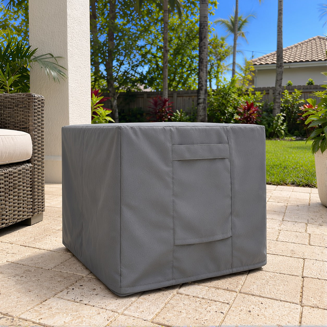 Khomo Gear Ottoman cover in Gray - front | Fits 16L x 16D x 15H, 21L x 21D x 17H