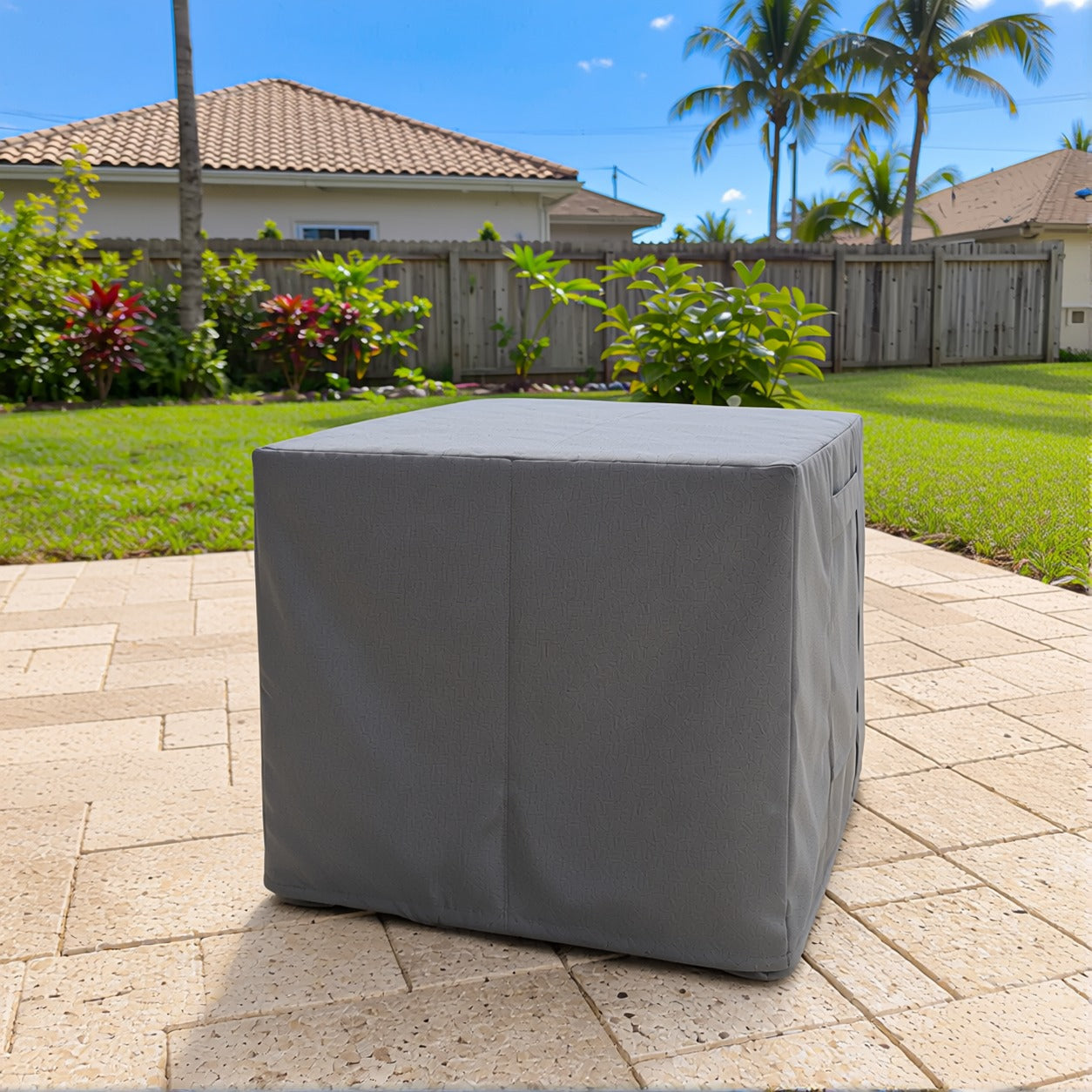Khomo Gear Ottoman cover in Gray - side | Fits 16L x 16D x 15H, 21L x 21D x 17H