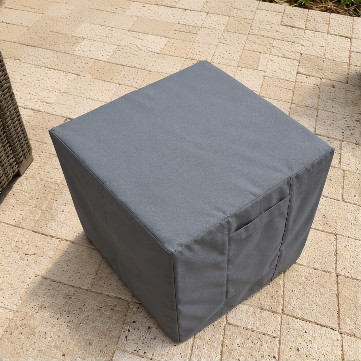 Khomo Gear Ottoman cover in Gray - top view | Fits 16L x 16D x 15H, 21L x 21D x 17H