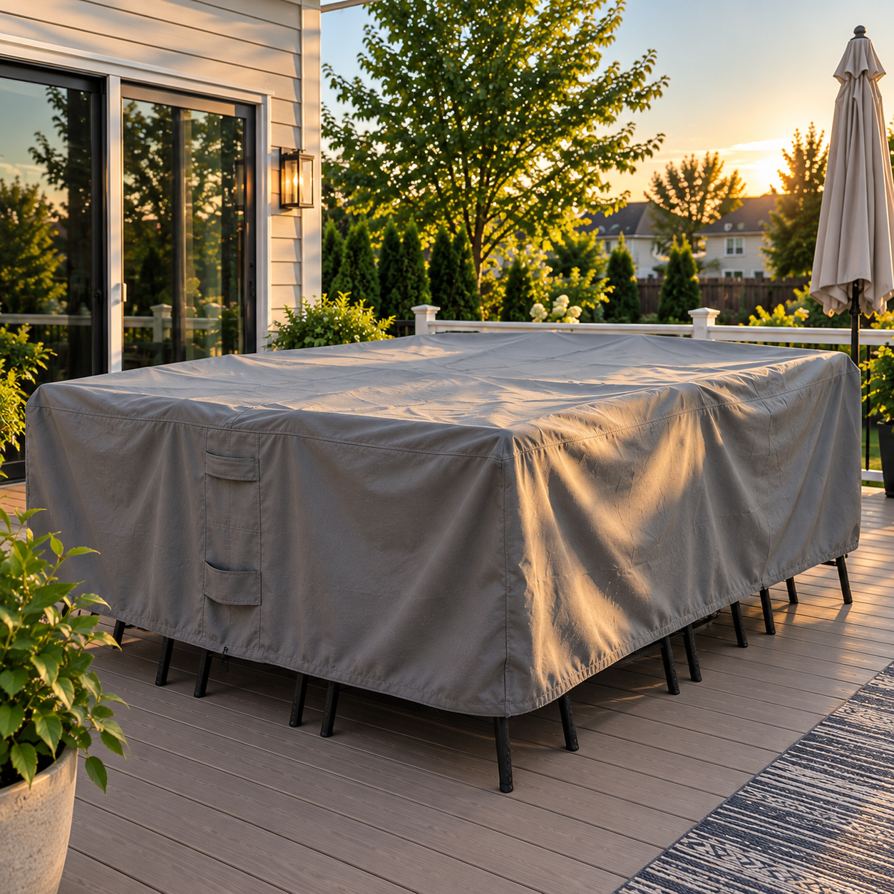 khomo gear patio table chair outdoor gray front
