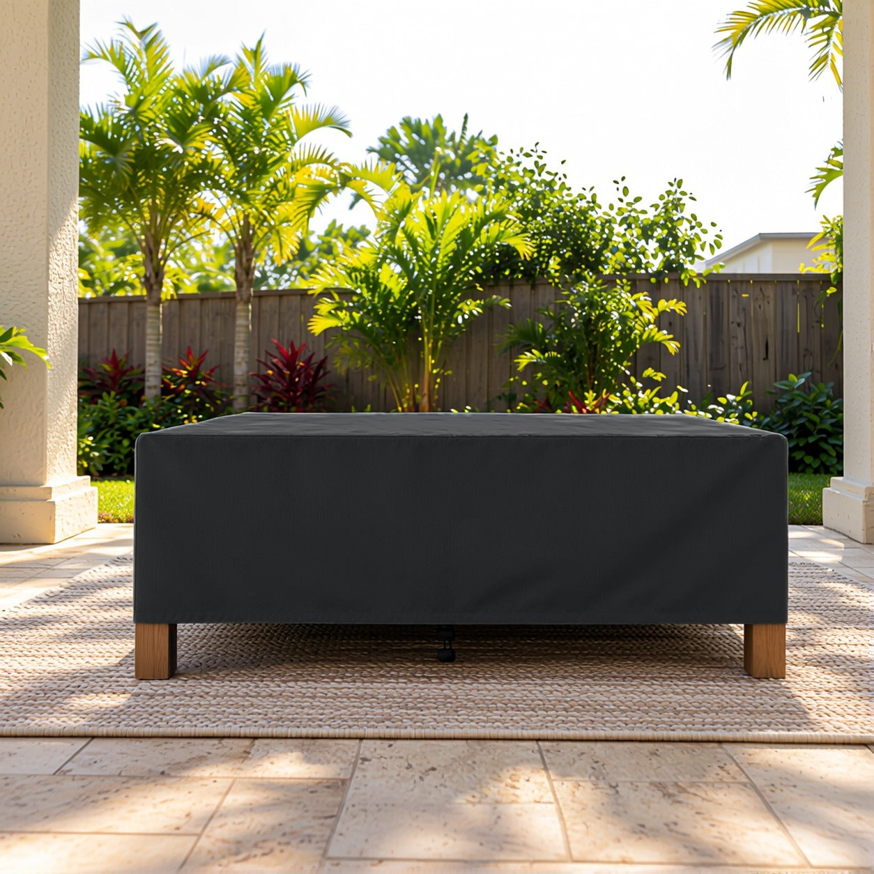 Khomo Gear Rectangle Coffee Table cover in Black - main | Fits 37L x 23D x 16H, 40L x 30D x 17H, 48L x 28D x 13H