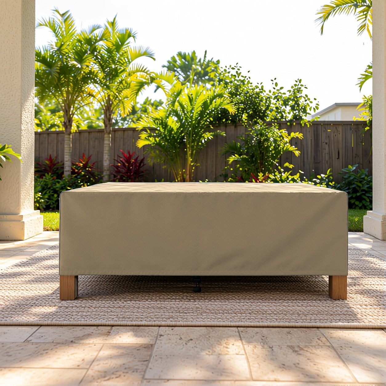 Khomo Gear Rectangle Coffee Table cover in Brown - main | Fits 37L x 23D x 16H, 40L x 30D x 17H, 48L x 28D x 13H