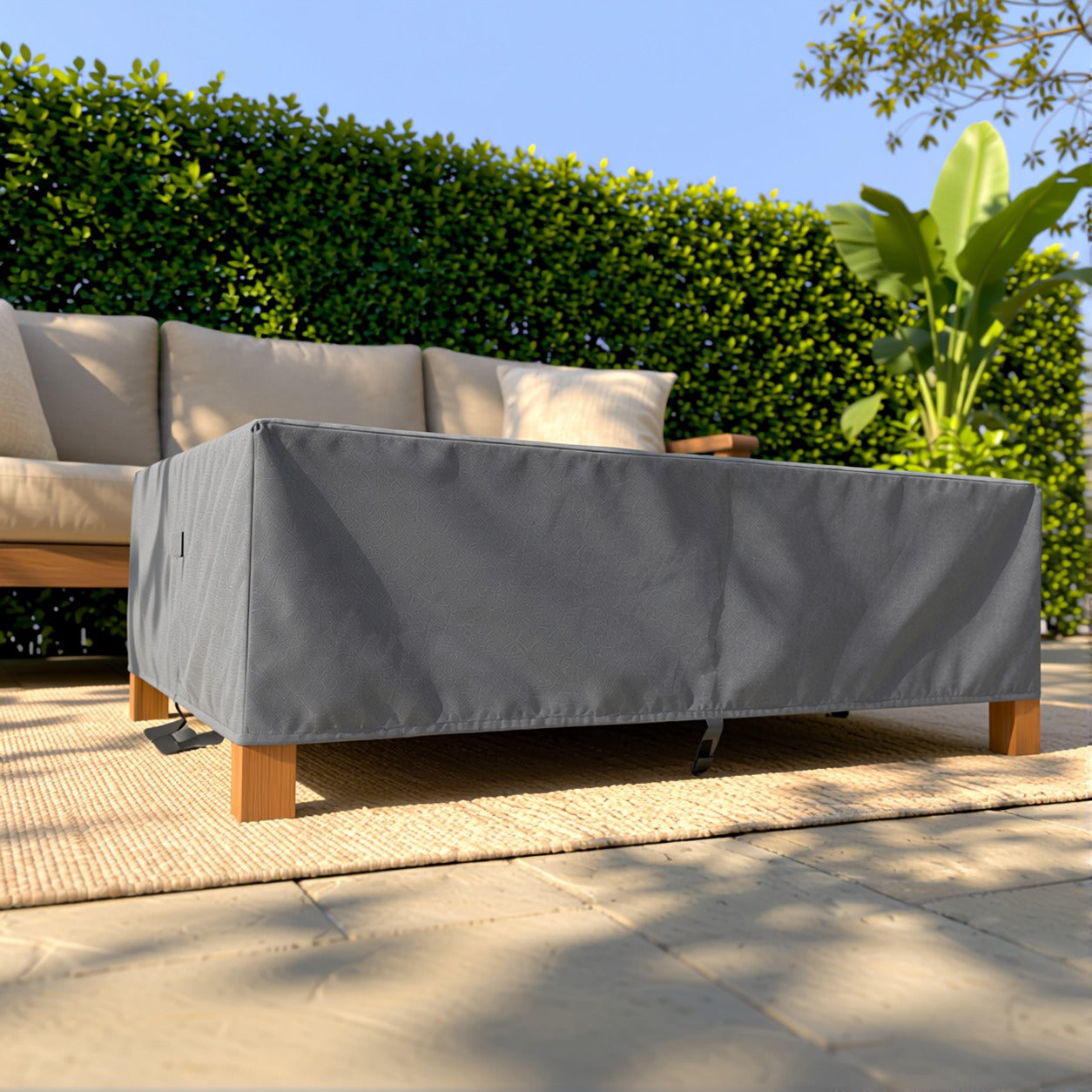 Khomo Gear Rectangle Coffee Table cover in Gray - main sofa | Fits 37L x 23D x 16H, 40L x 30D x 17H, 48L x 28D x 13H